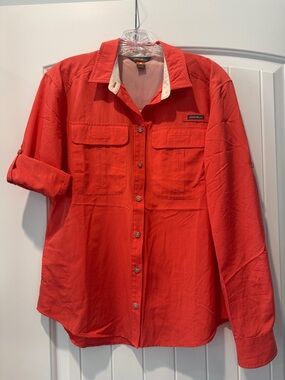 Eddie Bauer Red Button-Down Utility Shirt